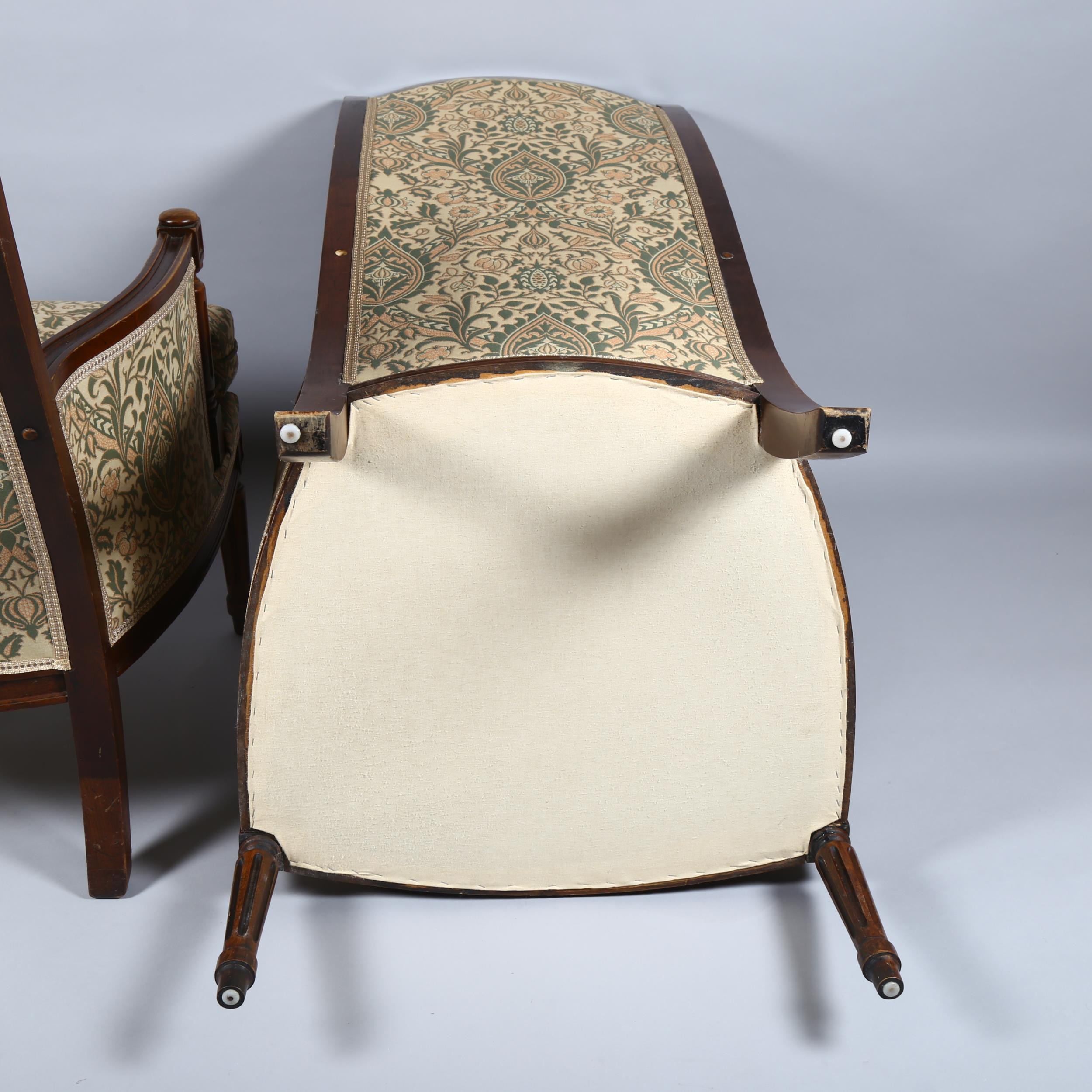 A pair of 19th century walnut framed armchairs with show-wood surrounds, width 60cm Good solid - Image 3 of 5