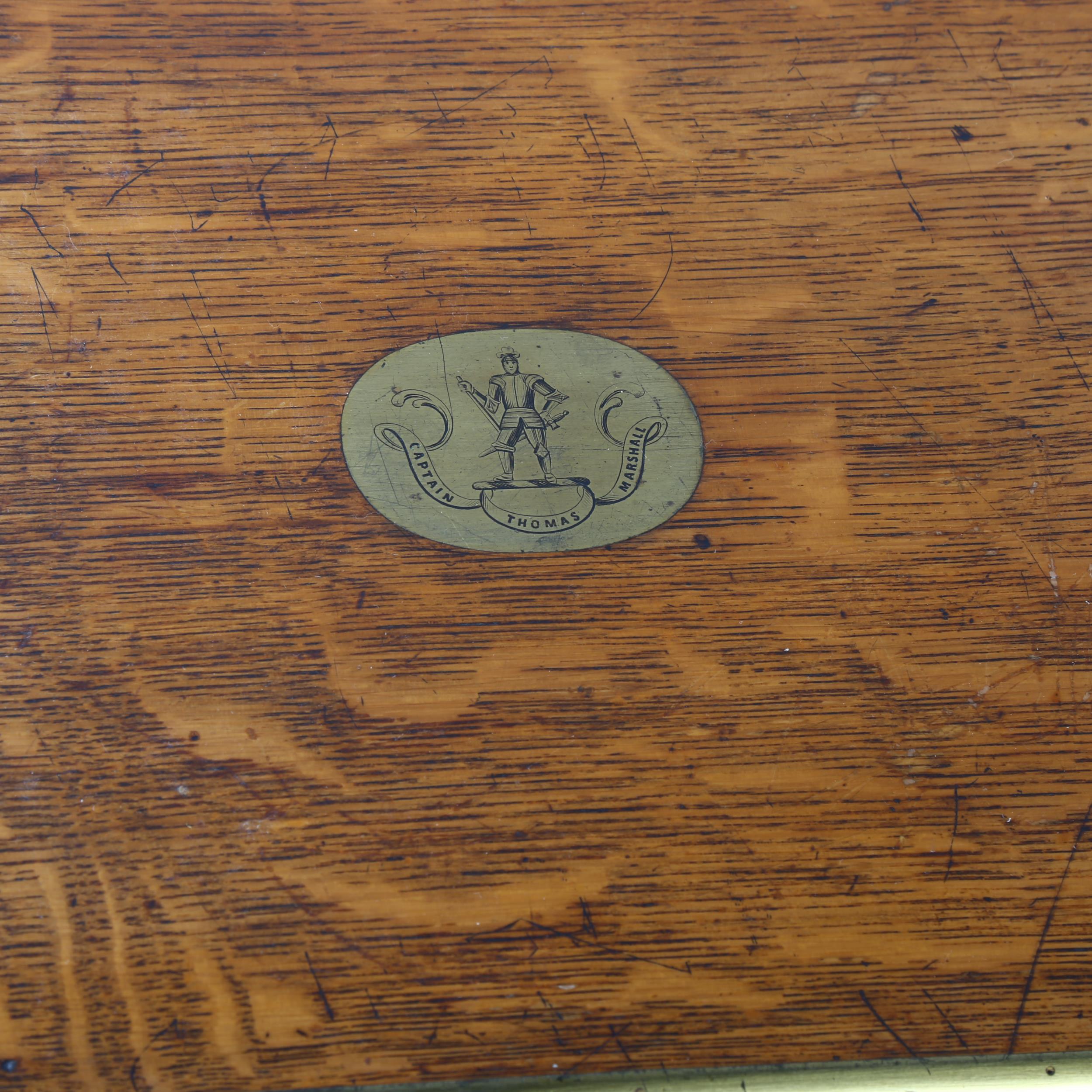 A Victorian brass-bound oak cabinet, with 2 front doors enclosing 3 inner drawers, width 47cm, depth - Image 4 of 6