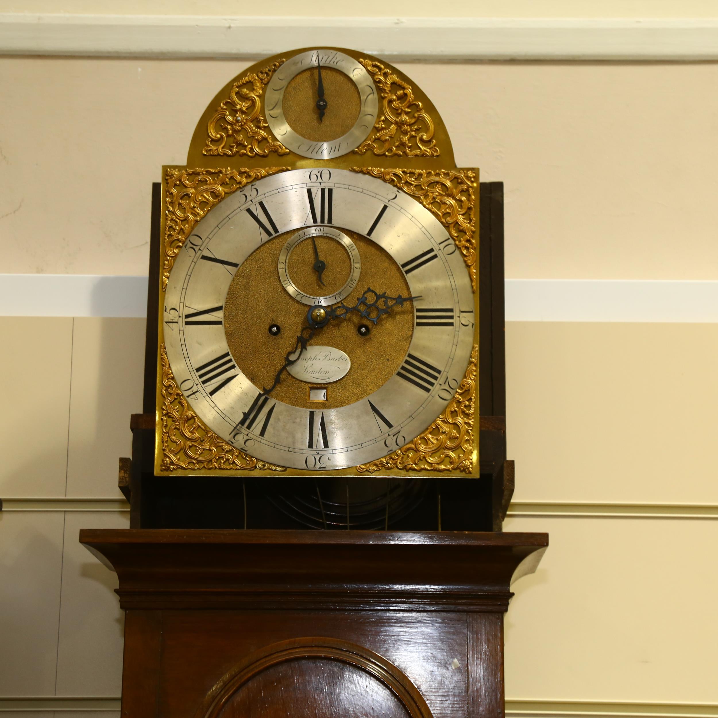 A 19th century oak-cased 8-day longcase clock, Joseph Barber of London, the 12" arch-top dial having - Image 2 of 7