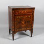 Small 18th century Dutch marquetry side cabinet, with dummy frieze drawer, single hinged door and