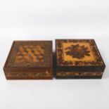 A 19th century Tunbridge Ware box, with floral micro-mosaic hinged lid, 15cm x 15cm x 6cm, and a