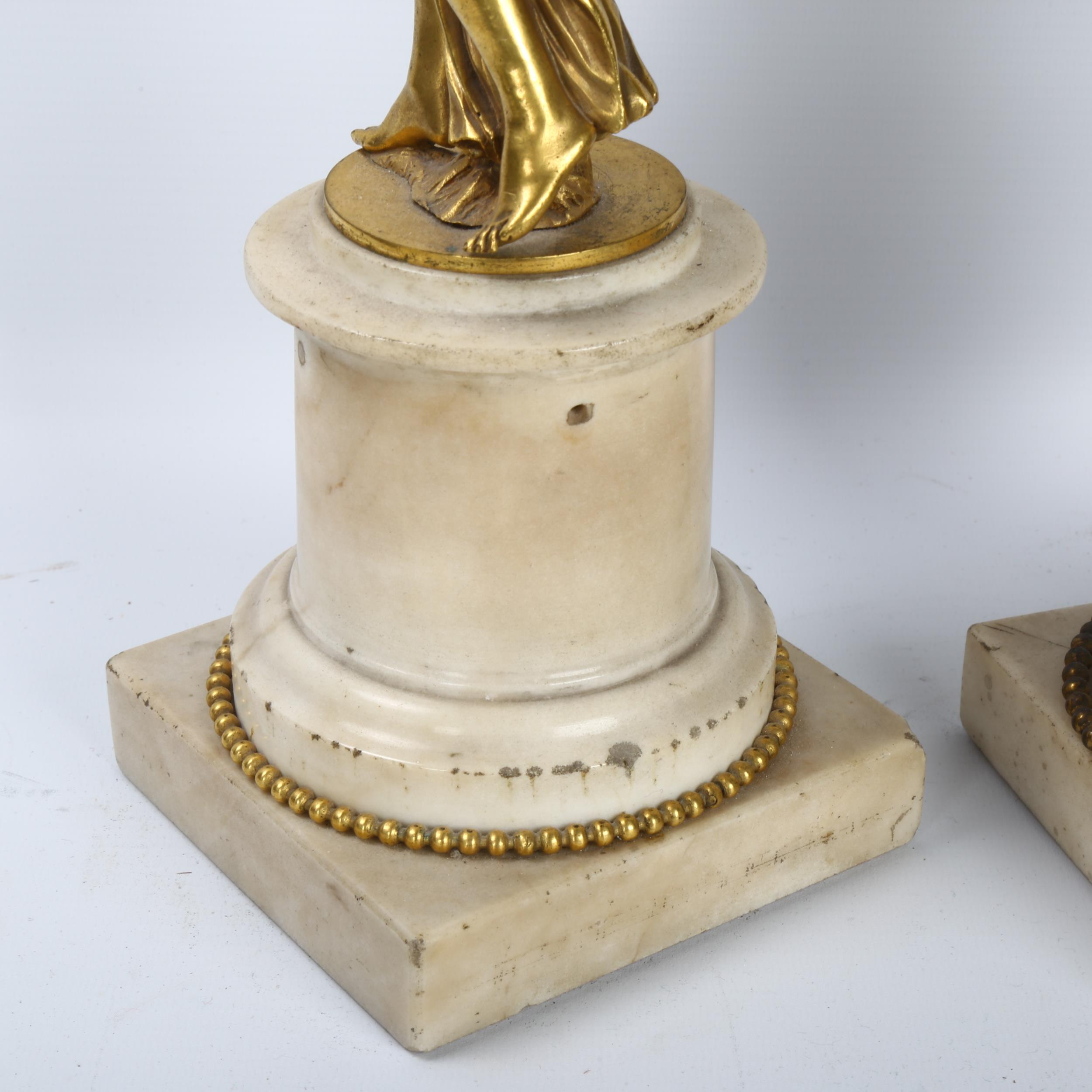 A pair of 19th century Renaissance style gilt-bronze figural table centres, modelled as Classical - Image 7 of 7