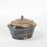 A George V silver tea caddy, relief embossed half fluted decoration, by Pairpoint Brothers,