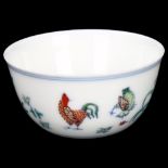 A Chinese porcelain chicken cup, hand painted decoration and 6 character mark, diameter 8cm