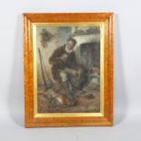 Herbert Finn, the gamekeeper, oil on canvas, signed and dated 1895, original maple frame, image 68cm