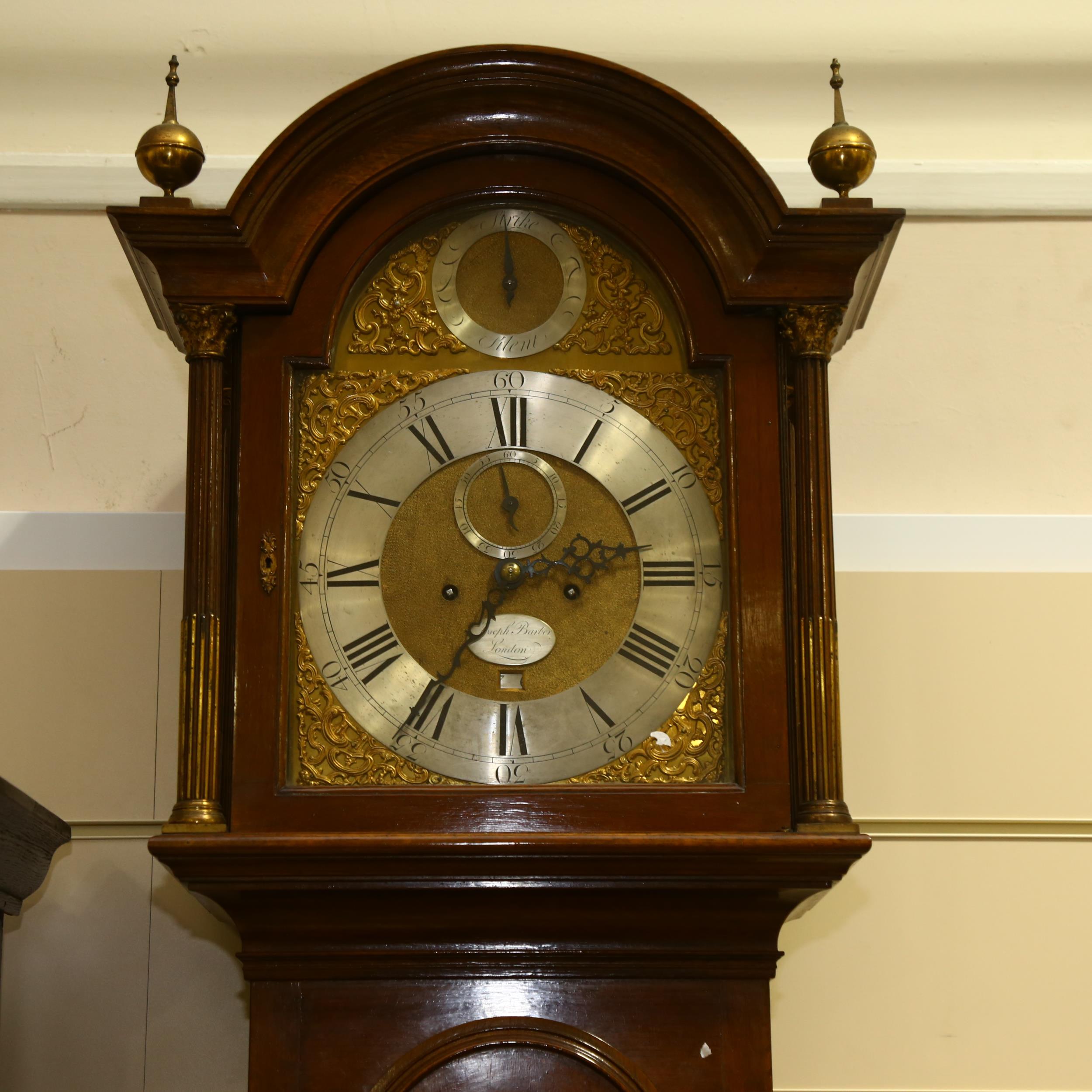 A 19th century oak-cased 8-day longcase clock, Joseph Barber of London, the 12" arch-top dial having - Image 3 of 7