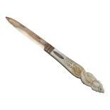 A Victorian silver folding fruit knife, with pineapple carved mother of pearl handle, in original