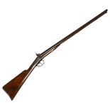 A 19th century double-barrel percussion sporting rifle, barrel length 82cm, overall length 122cm