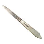 A Victorian silver and mother-of-pearl fruit knife, engraved floral decoration, by Martin, Hall &