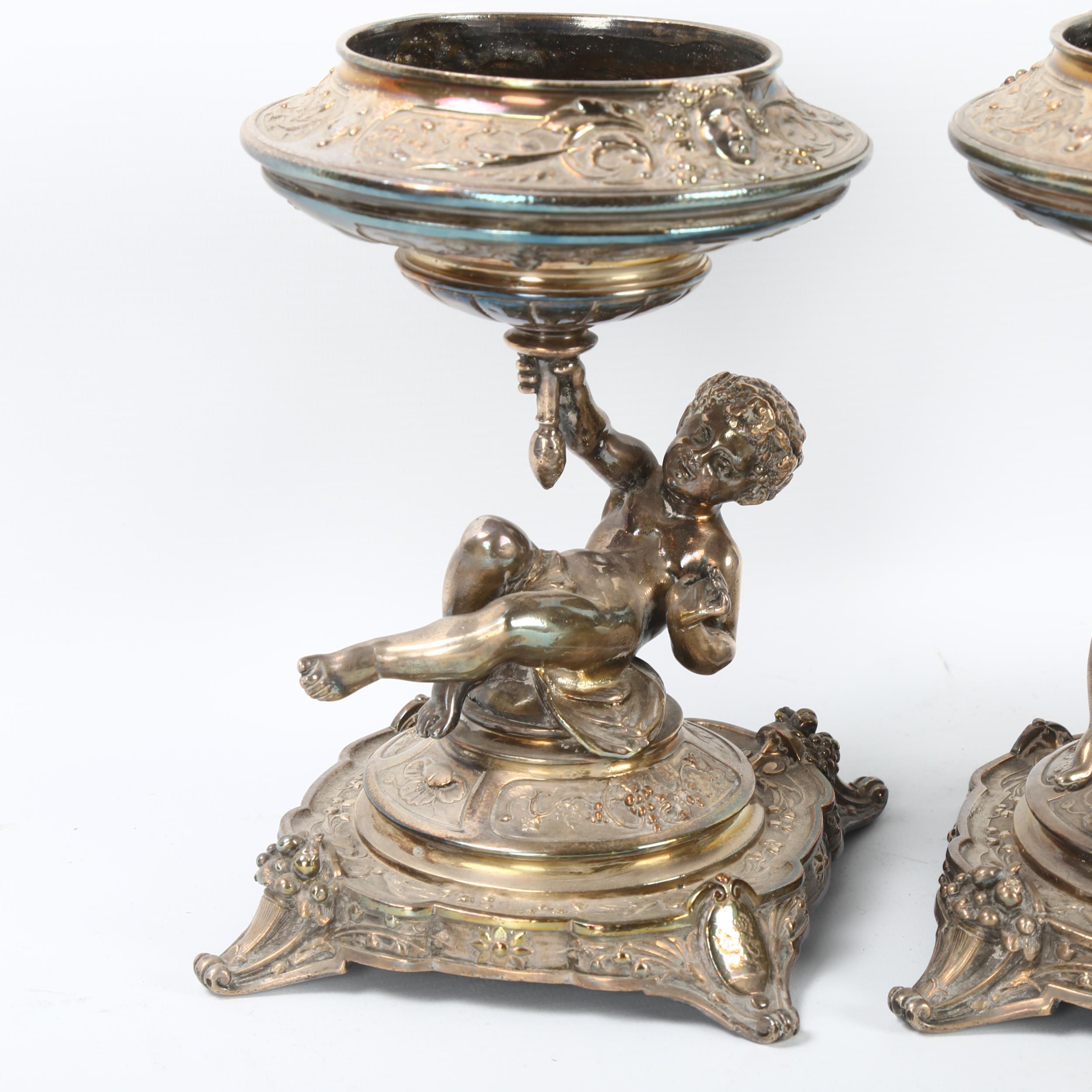 ELKINGTON & CO - a pair of 19th century silver plate table centres, circa 1883, Bacchanalian putti - Image 4 of 6
