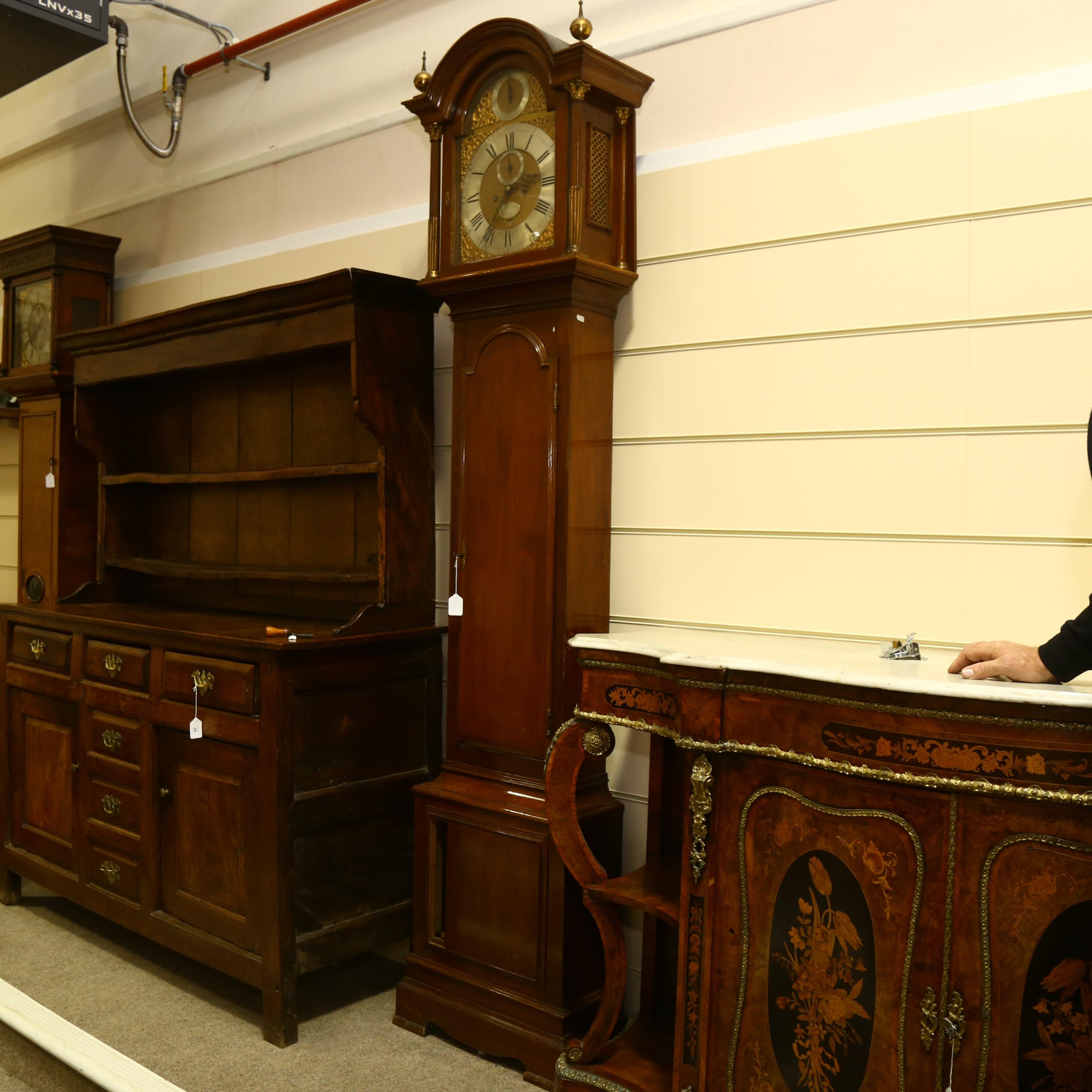 A 19th century oak-cased 8-day longcase clock, Joseph Barber of London, the 12" arch-top dial having - Image 4 of 7