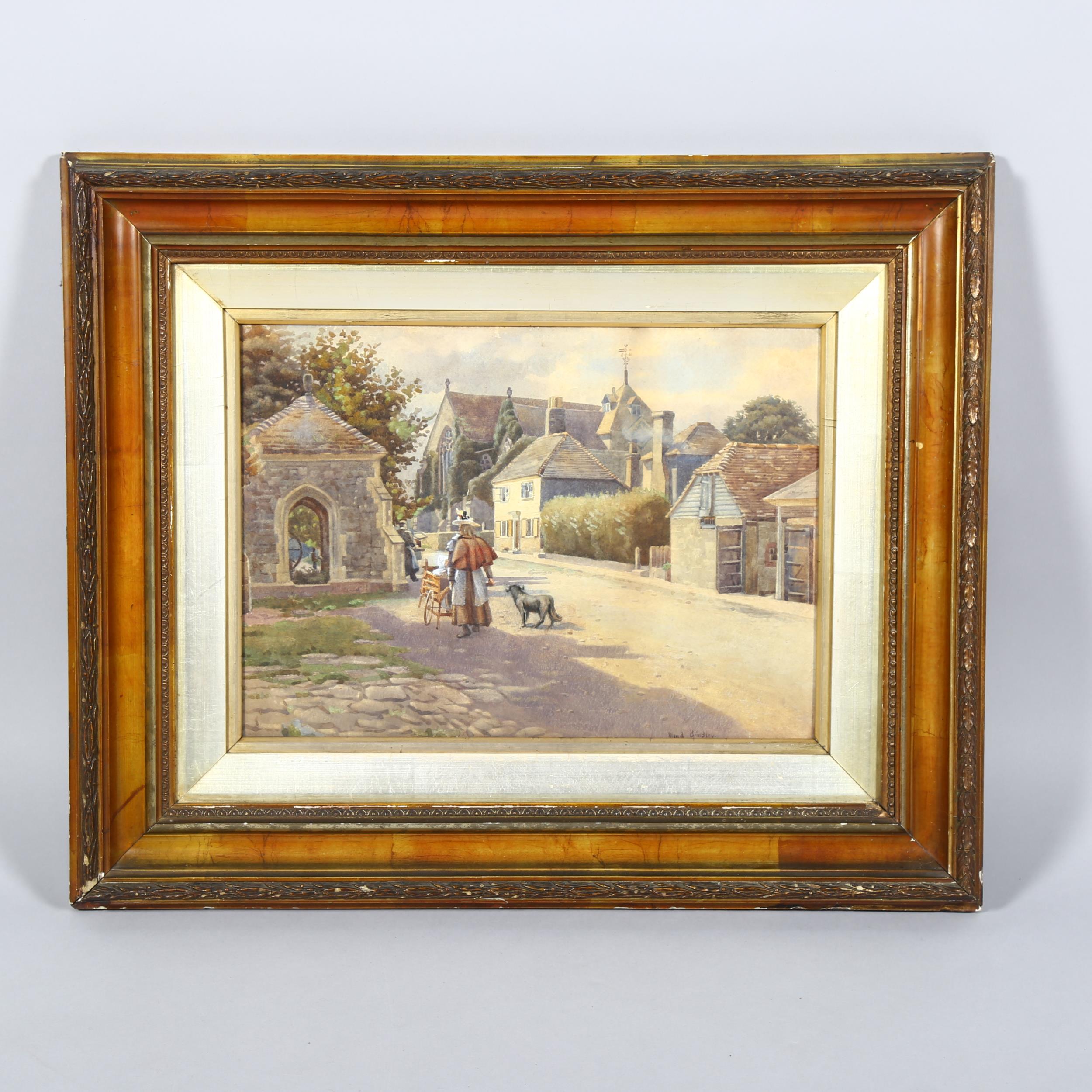 Maude Brindley, Winchelsea street scene, watercolour, signed, image 58cm x 38cm Good condition, very