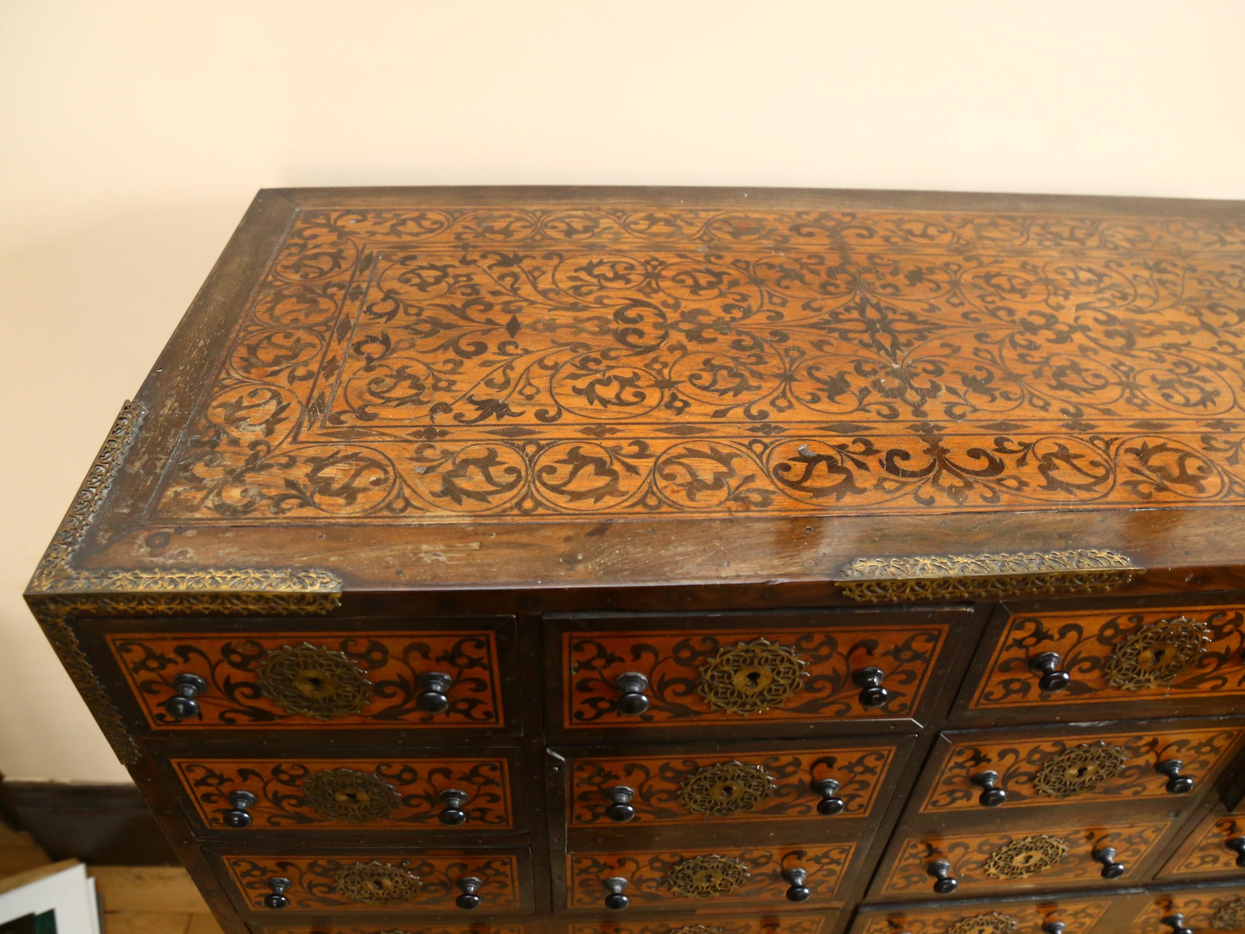 An Indo-Portuguese cabinet on stand (Contador), late 17th century, possibly Old Goa, brass-bound - Image 11 of 19