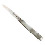 ROYAL INTEREST - a Victorian silver and mother-of-pearl fruit knife, the handle engraved "The