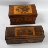 19th century Tunbridge Ware dome-top box, the micro-mosaic lid depicting Eridge Castle, floral