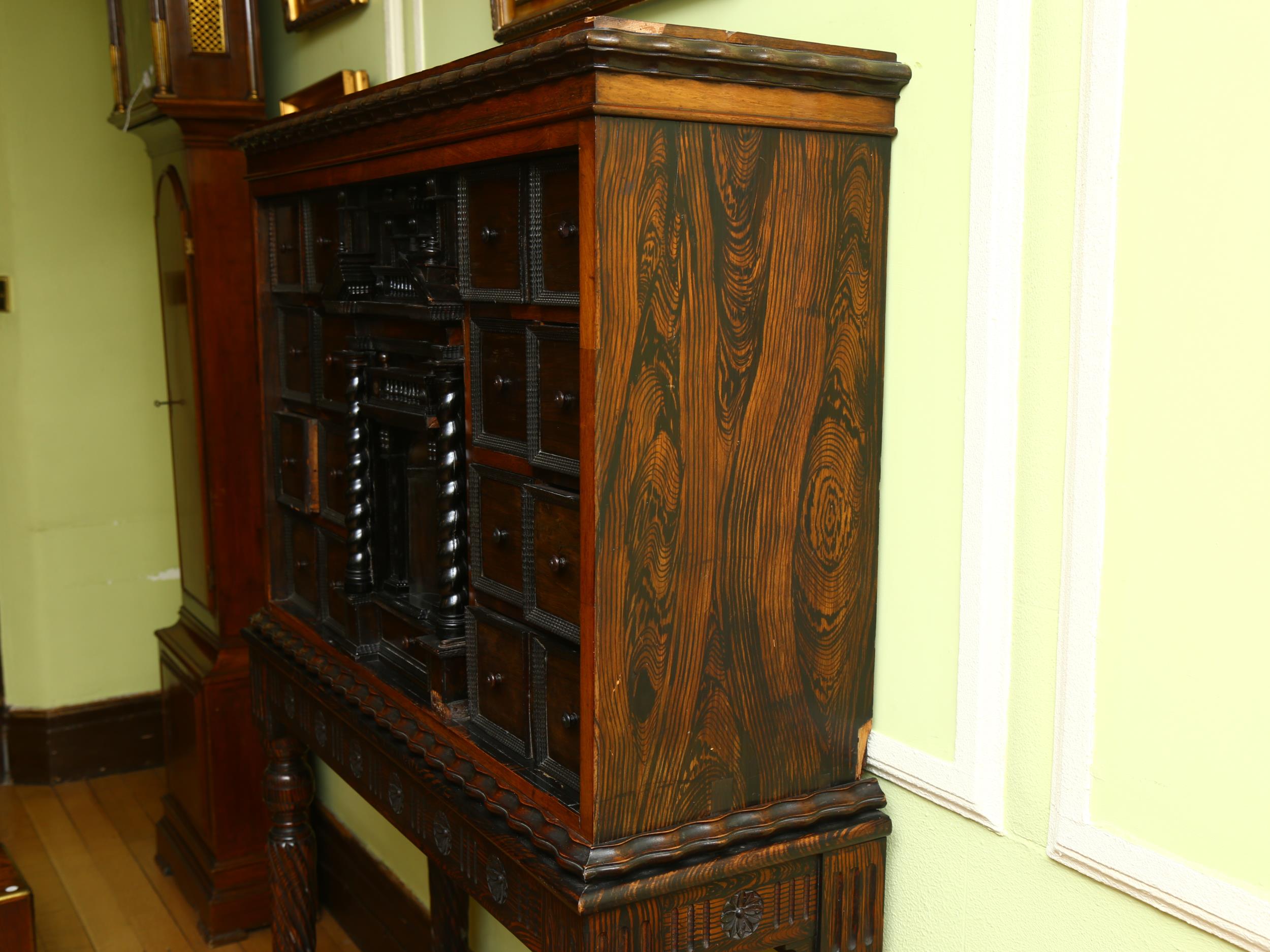An 18th century Continental rosewood cabinet on stand, possibly Spanish or Portuguese, the central - Image 4 of 7