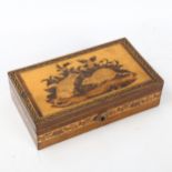 Victorian Tunbridge Ware box, the micro-mosaic lid depicting 2 field mice in parquetry surround,