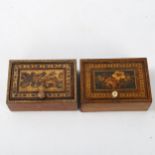 2 similar 19th century Tunbridge Ware floral micro-mosaic boxes with hinged lids, 9cm x 6cm x 3cm (