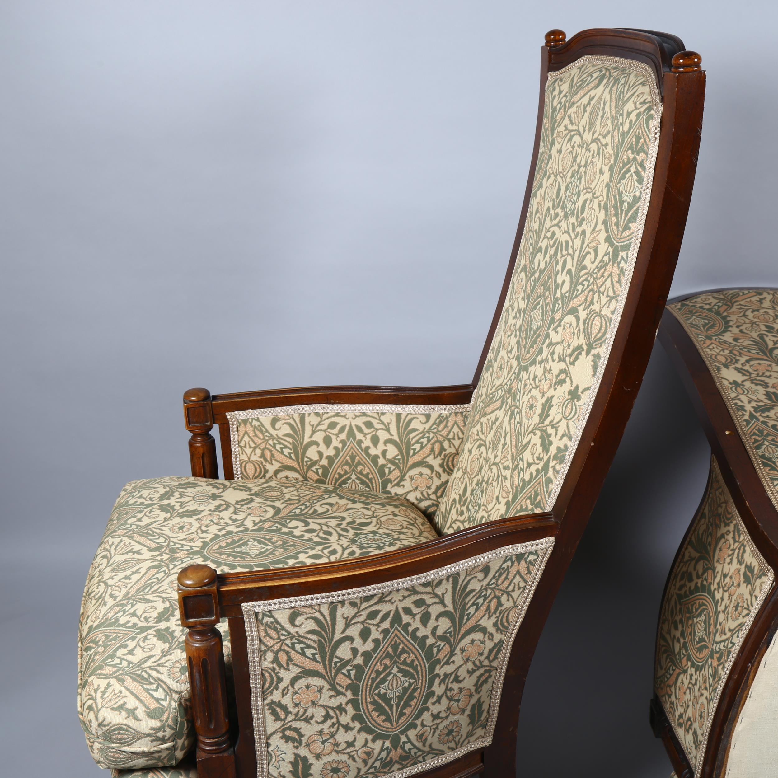 A pair of 19th century walnut framed armchairs with show-wood surrounds, width 60cm Good solid - Image 5 of 5