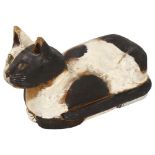 Gerard Rigot (b.1929), France, a wood carved and painted cat, signed to base, length 36cm Surface