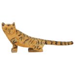 Gerard Rigot (b. 1929), France, a wood carved and painted cat, signed to base, length 53cm Surface