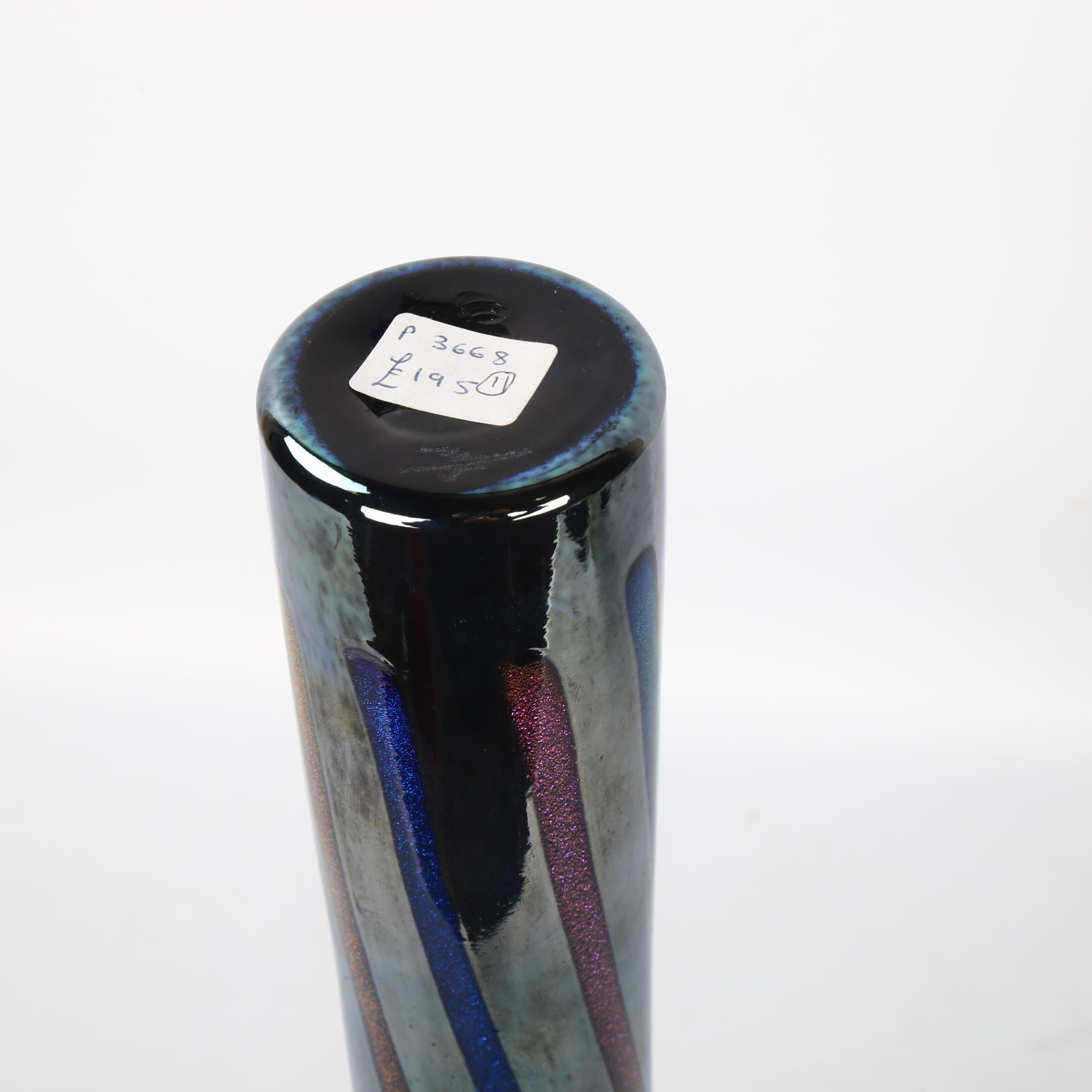 Sean O'Donahue, a studio glass cylinder vase, signed to base, with gallery label, height 41.5cm - Image 3 of 3