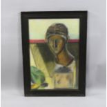 Paul Manousso, a Roman bust, pastel/crayon on paper, signed and dated 1983, 58cm x 40cm, framed Good