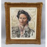 Early to mid-20th century, oil on board, portrait of a woman, unsigned, 49cm x 39cm, framed Good