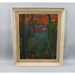 Sven Berlin (1911 - 2000), the red tanker, oil on board, signed and dated '73, 61cm x 51cm, framed