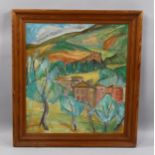 Mid-20th century oil on canvas, Fra Assisi, oil on canvas, indistinctly signed, 55cm x 50cm,