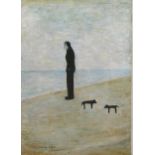 L S Lowry (1887 - 1976), man looking out to sea, colour print, published by Adam Collection Ltd