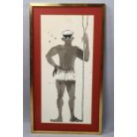 Circle of Patrick Proctor (1936 - 2003), the lifeguard, watercolour, unsigned, 56cm x 26cm, framed A