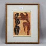 Cecil Skotnes, abstract woodcut print, 25cm x 19cm, framed Good condition