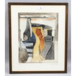 Mid-20th century coloured etching, abstract composition, indistinctly signed in pencil 1967, no. 5/