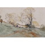 Charles Knight, watercolour, landscape with cottage, signed, 23cm x 34cm, mounted Light foxing in