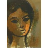 Andre Minaux, young girl, 1962 lithograph for Findlay Gallery New York, plate 25cm x 18cm, framed