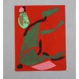 Marino Marini, abstract red composition, lithograph, printed by Mourlot 1970, 31cm x 24cm,