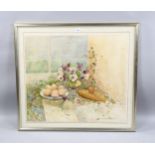 Sue Kavanagh, still life, watercolour/gouache, signed and dated 1987, 58cm x 67cm, framed,