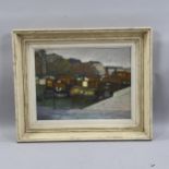 Early 20th century French School, impressionist study, barges, oil on board, signed with