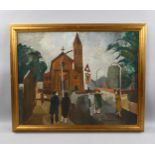 20th century oil on canvas, Christ Church Streatham, oil on canvas, unsigned, 70cm x 90cm, framed