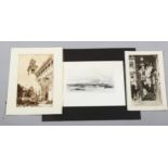 A group of etchings by D Y Cameron, Amboise and Muirhead Bone, unframed (3)