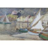 Early 20th century watercolour, Continental harbour scene, unsigned, 20cm x 29cm, framed Slight