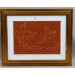 Henri Laurens, figures 1938, original linocut for XXth Siecle no. 4, image 22cm x 30cm, framed