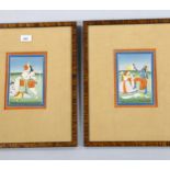 Indian School, 2 gouache paintings, ceremonial scenes, image 16cm x 11cm, framed Good condition