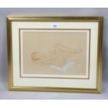 Raphael Kirchner (1876 - 1917), reclining nude, pencil and watercolour, 21cm x 31cm, framed Good