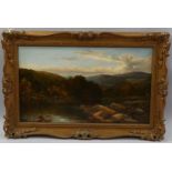 Circle of Walter Williams, 19th century extensive landscape with figures, oil on canvas, unsigned,