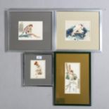 4 various 20th century watercolours, life studies, indistinctly signed, largest 15cm x 18cm,