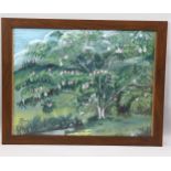 Rhoda Jackson (Jamaican artist), blossom tree, gouache, signed, 45cm x 58cm, framed Good