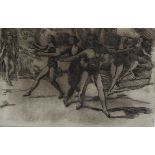 Circle of Laura Knight, study of dancers, etching, unsigned with pencil inscription, 11.5cm x