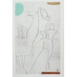 Marino Marini, Giocolieri, etching/aquatint, 1971, plate 41cm x 26cm, framed Very light foxing